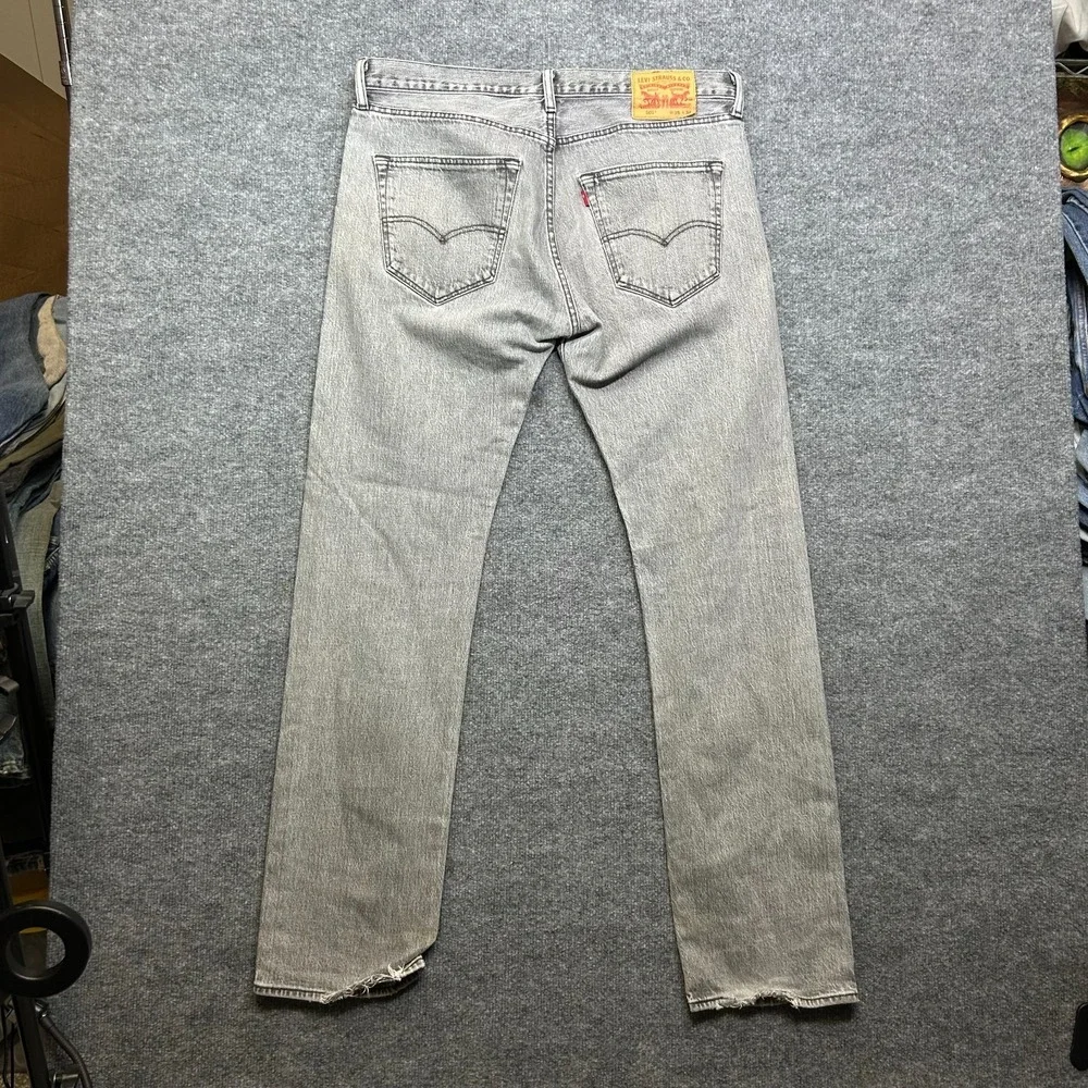 Levi's 501 Original Fit Jeans Men's 37X33 Gray Denim Straight Button Fly - Flaws